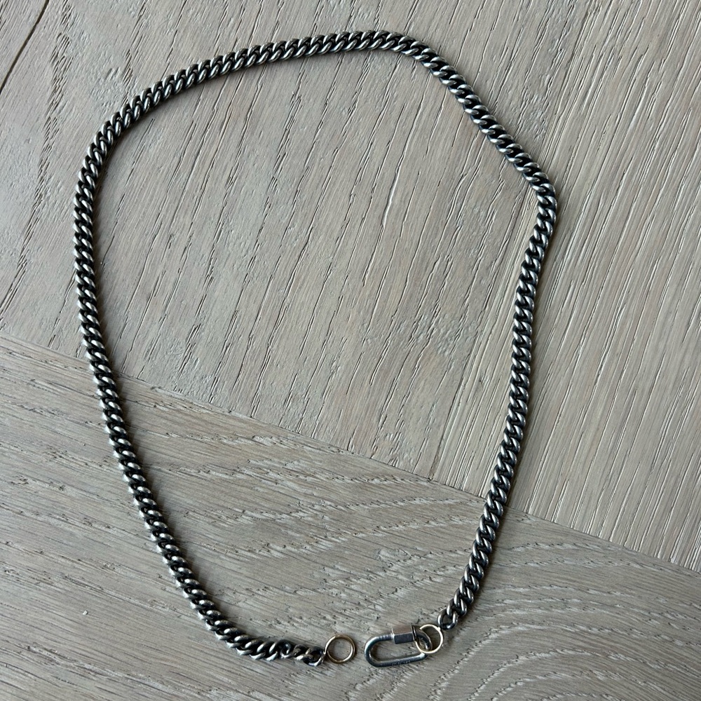 Men's Black and Silver Chain Necklace